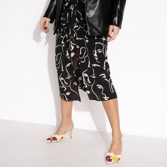 Zara Face Drawing Print Skirt XS NWT - Picture 1 of 11
